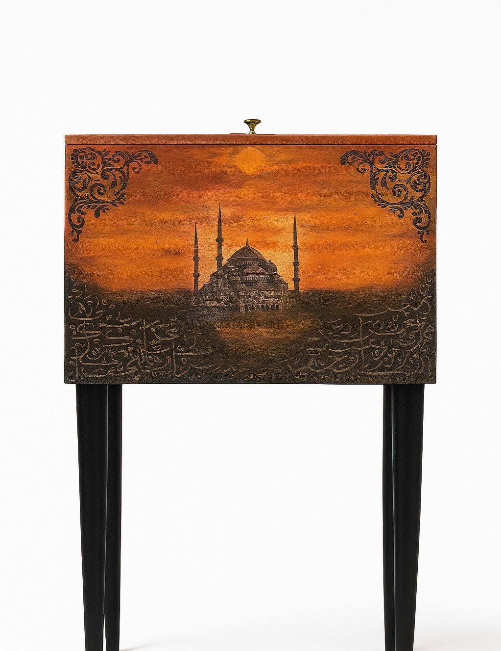 Handmade Prayer Stand - With Brown Mosque Art