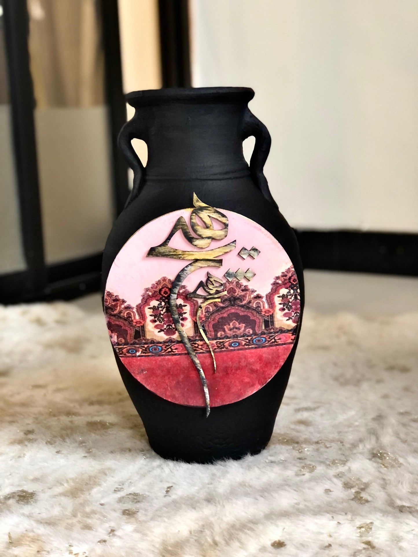 Vase - Handmade Wooden Flower Pot With Dervish Design