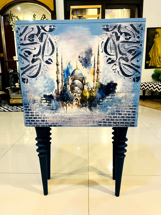 Handmade Prayer Stand - Decoupage art Prayer Mat Storage