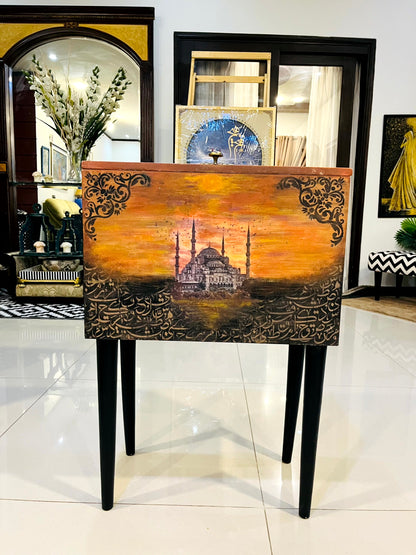 Handmade Prayer Stand - With Brown Mosque Art