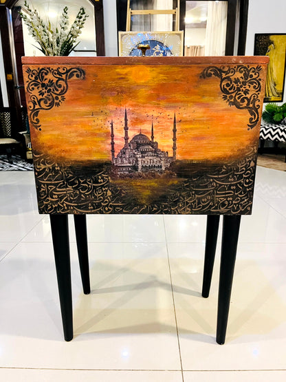 Handmade Prayer Stand - With Brown Mosque Art
