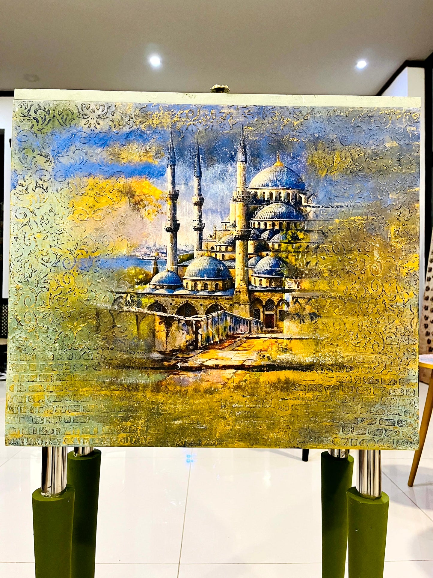 Handmade Prayer Stand - Mosque art Prayer Mat Storage