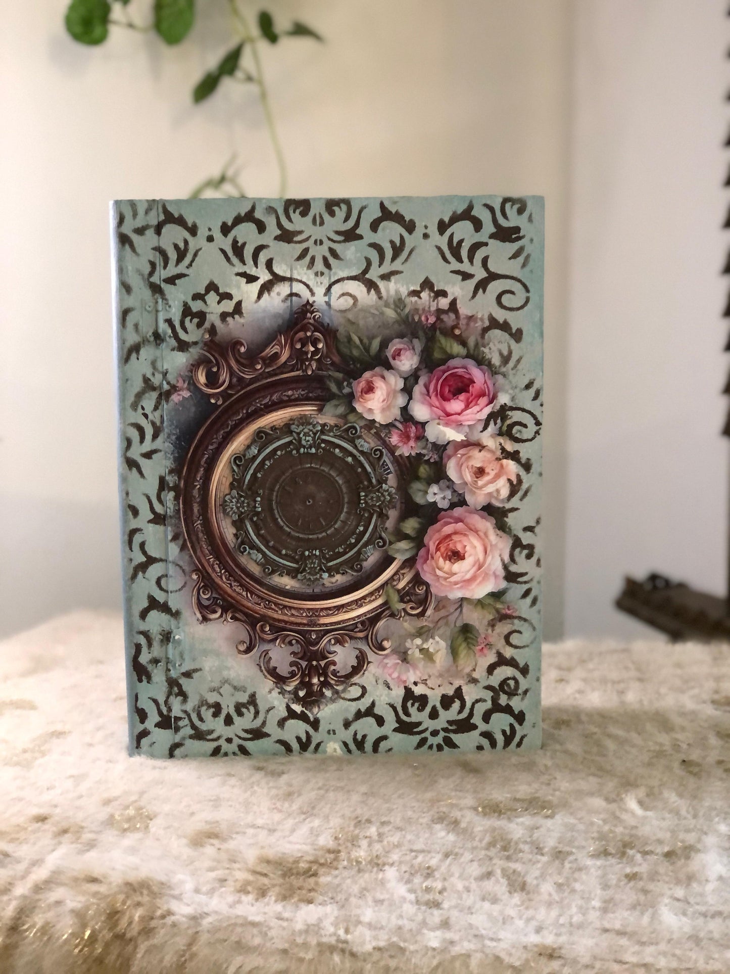 Home Decor Box - Handcrafted Wooden Box – Light Background with Floral Design