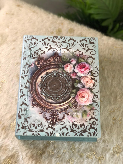 Home Decor Box - Handcrafted Wooden Box – Light Background with Floral Design