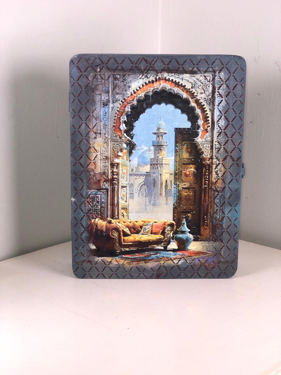 Quran Box - Handmade Wooden Quran Box with Historic Masjid Design – Islamic Calligraphy & Art