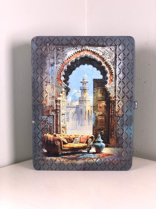 Quran Box - Handmade Wooden Quran Box with Historic Masjid Design – Islamic Calligraphy & Art