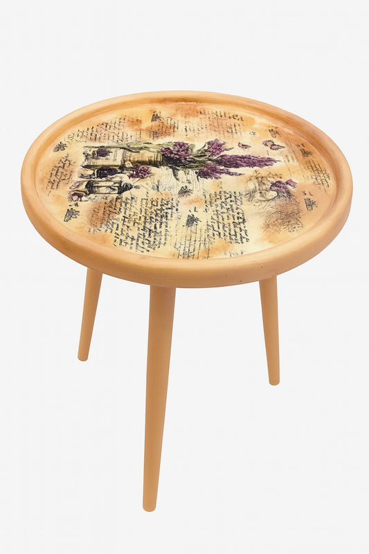 Wood Table - Hand-Painted Lavender Vintage Round Table