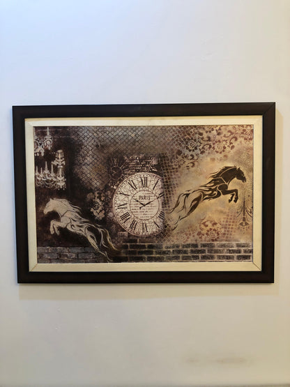Handcrafted Wooden Framed Art - Parisian Grandeur & Galloping Horses