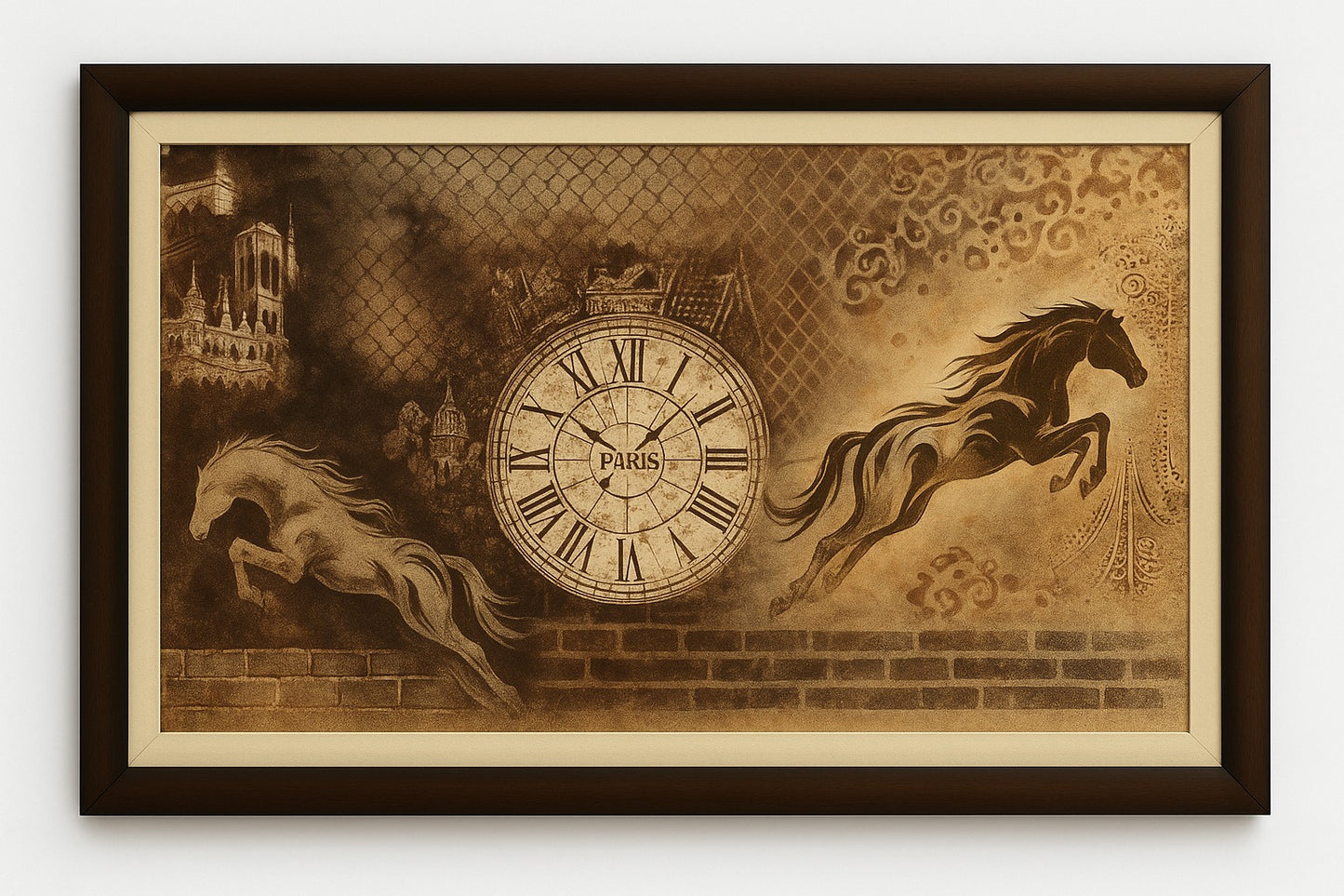 Handcrafted Wooden Framed Art - Parisian Grandeur & Galloping Horses