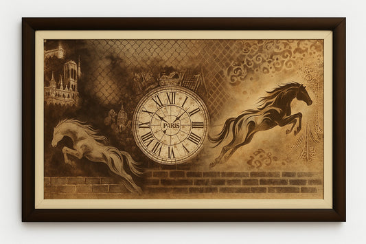 Handcrafted Wooden Framed Art - Parisian Grandeur & Galloping Horses