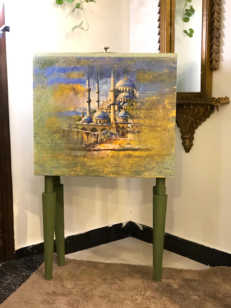 Handmade Prayer Stand - Mosque art Prayer Mat Storage