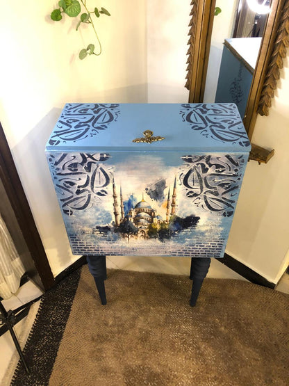 Handmade Prayer Stand - Decoupage art Prayer Mat Storage