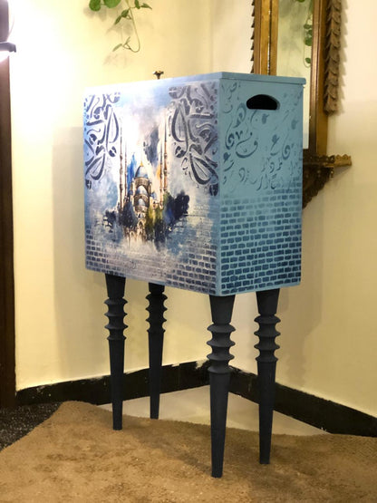 Handmade Prayer Stand - Decoupage art Prayer Mat Storage