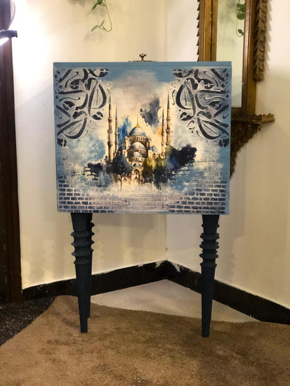 Handmade Prayer Stand - Decoupage art Prayer Mat Storage