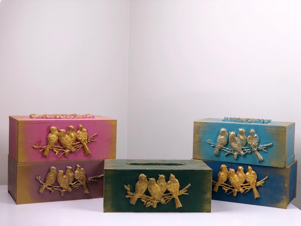Tissue Box - With Birds family Design