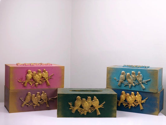 Tissue Box - With Birds family Design
