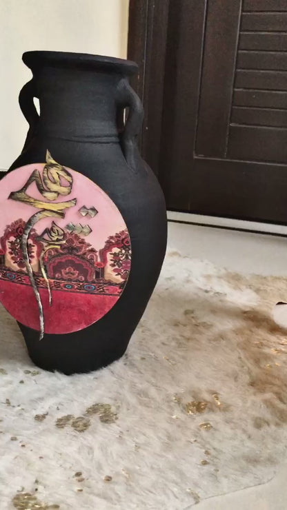 Vase - Handmade Wooden Flower Pot With Dervish Design