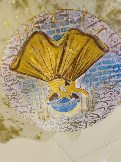 Wood Table - Hand-Painted Sufi Dervish Round Accent Table