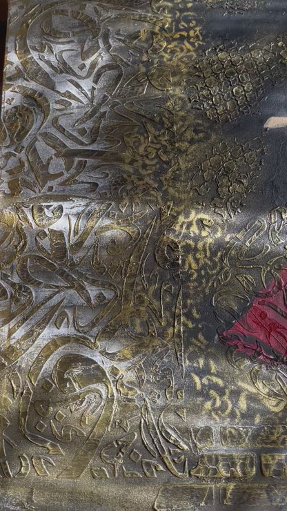 Handcrafted Wooden Framed Art - Textured art , decopage, stenciling - Hand-Painted Dervish Art