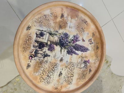 Wood Table - Hand-Painted Lavender Vintage Round Table