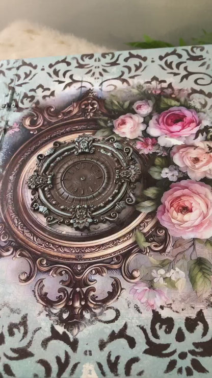 Home Decor Box - Handcrafted Wooden Box – Light Background with Floral Design