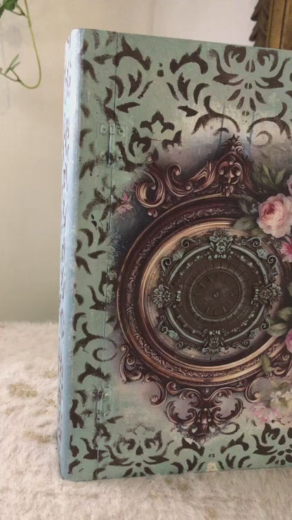 Home Decor Box - Handcrafted Wooden Box – Light Background with Floral Design