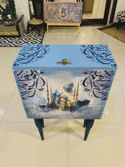 Handmade Prayer Stand - Decoupage art Prayer Mat Storage